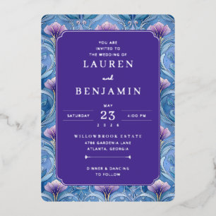 Elegant Purple Floral Wedding Invitation