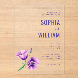 Elegant Purple Floral Wedding Invitation