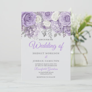 Elegant Purple Floral Wedding Invite with Sparkle