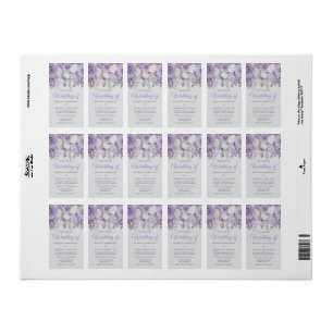 Elegant Purple Floral Wedding Invite with Sparkle Label