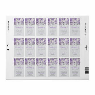 Elegant Purple Floral Wedding Invite with Sparkle Label
