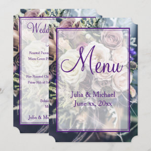 Elegant Purple Floral Wedding Menu