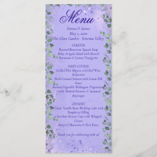 Elegant Purple Floral Wedding Menu Card