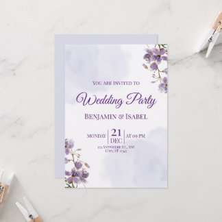Elegant Purple Floral Wedding Party Invitation