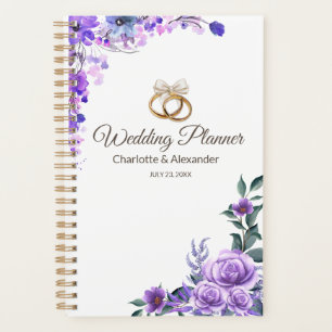 Elegant Purple Floral Wedding Personalised Planner