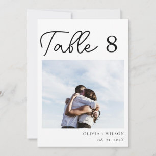 Elegant Purple Floral Wedding Photo Table Number