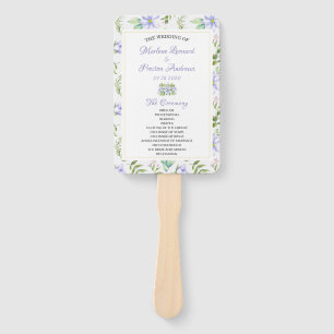 Elegant Purple Floral Wedding Program Hand Fan