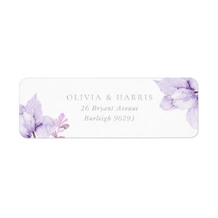 Elegant Purple Floral Wedding Return Address Label