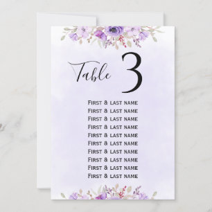"Elegant Purple Floral Wedding Seating Chart" Invitation