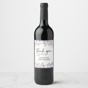 Elegant Purple Florals Baby Shower Favours  Wine Label