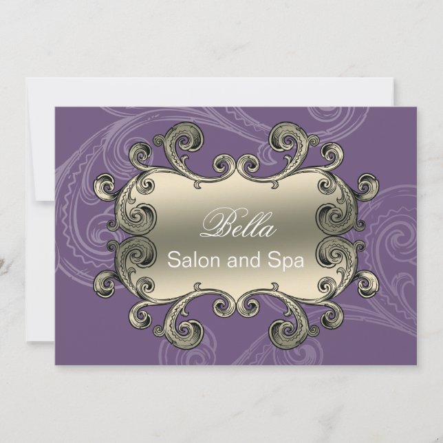 elegant purple flourish Business Thank You Cards (Front)
