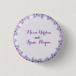 Elegant purple flower  3 cm round badge
