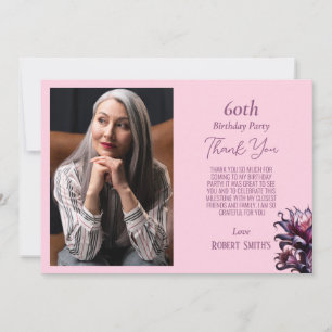 Elegant Purple Flower Birthday thank you card