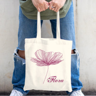 Elegant Purple Flower Cute Boho Girly Artsy Custom Tote Bag