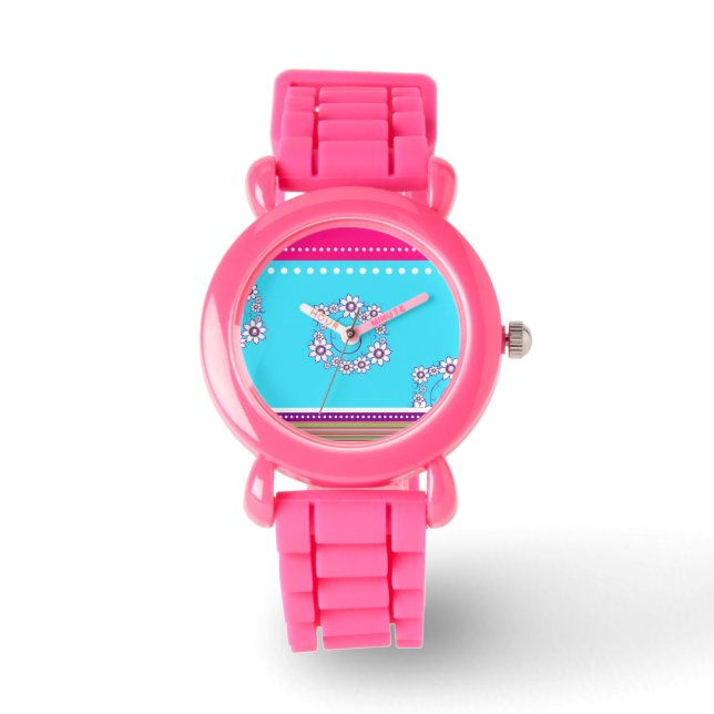 Elegant Purple Flower Design Watch (Front)