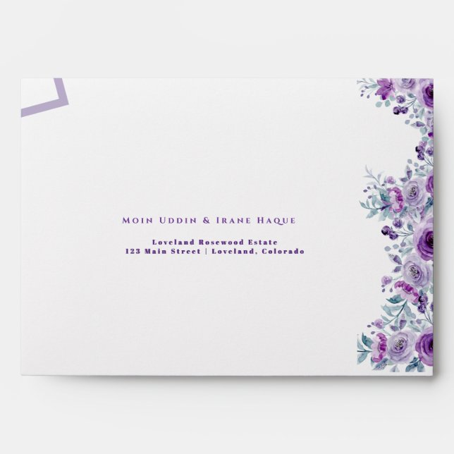 Elegant purple flower envelope (Front)