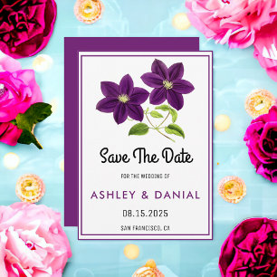 Elegant purple flower floral Wedding Save the Date Invitation