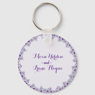 Elegant purple flower weeding key ring