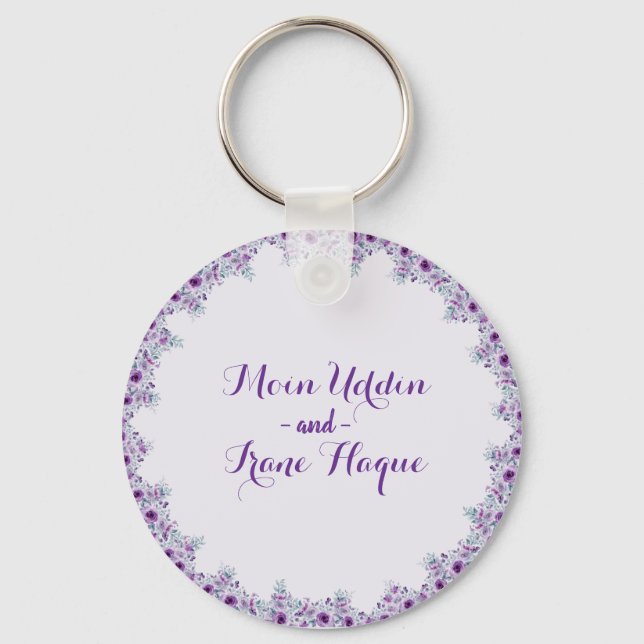 Elegant purple flower weeding key ring (Front)