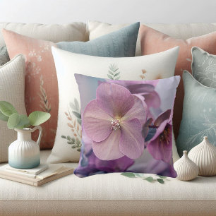 Elegant Purple Flowers Botanical Modern Watercolor Cushion