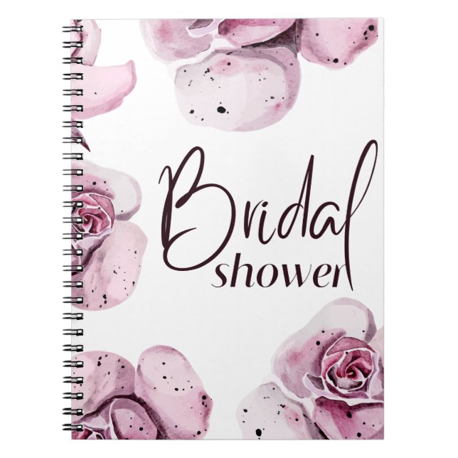 elegant purple flowers bridal shower notebook (Front)