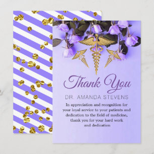 Elegant Purple Flowers Doctor Thank You Card
