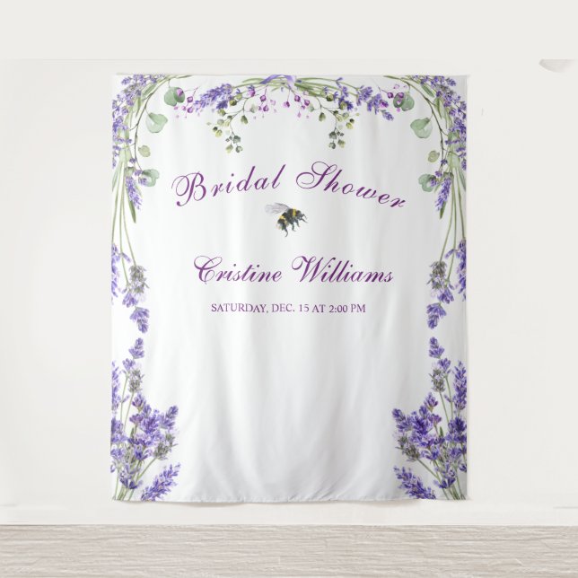 Elegant Purple Flowers Engagement Party Tapestry (Front)