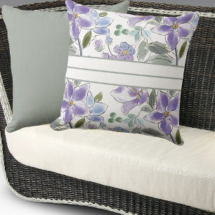 Elegant Purple Flowers Lilac Floral Pattern   Cushion