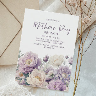 Elegant Purple Flowers Mother's Day Brunch Invitation