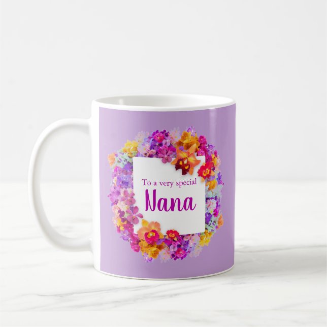 Elegant purple flowers Nana Mother's day Coffee Mug (Left)