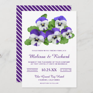 Elegant Purple Flowers Pansy Wedding Invitation