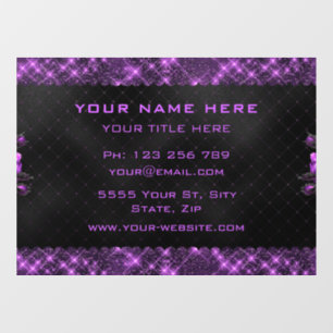 Elegant Purple Flowers Sparkly Glitter Frame Black