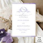 Elegant Purple Folded Wedding Ceremony Program<br><div class="desc">Welcome your guest with this exquisite purple watercolor wedding ceremony program, featuring delicate hand drawn botanical monogram with couples names and beautiful top and bottom purple watercolor stripes on the front and in the inside. Back with gorgeous watercolor wash in a beautiful blend of purple tones and thank you message...</div>