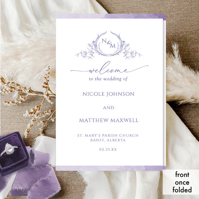 Elegant Purple Folded Wedding Ceremony Program (Creator Uploaded)
