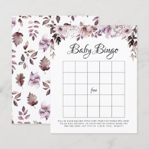 Elegant Purple Foliage Baby Bingo Game