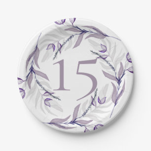 Elegant Purple Foliage Quinceañera Paper Plate