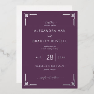 Elegant Purple Formal Wedding Invitation