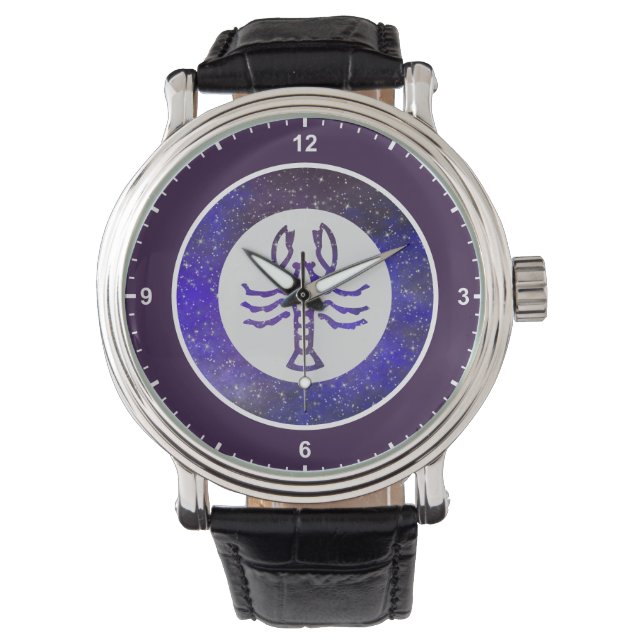 Elegant Purple Frame Custom Zodiac Sign Galaxy Watch (Front)