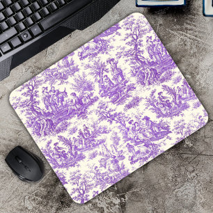 Elegant Purple French Country Toile de Jouy Mouse Pad