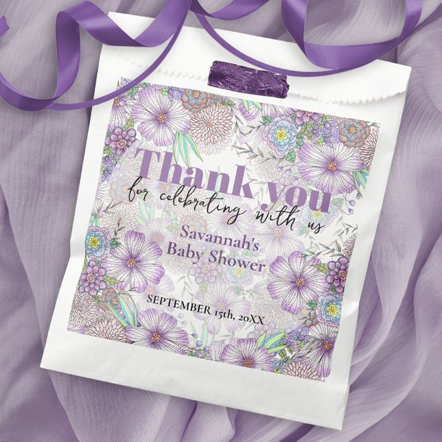 Elegant Purple Garden Flowers Baby in Bloom  Favour Bag (Creator Uploaded)