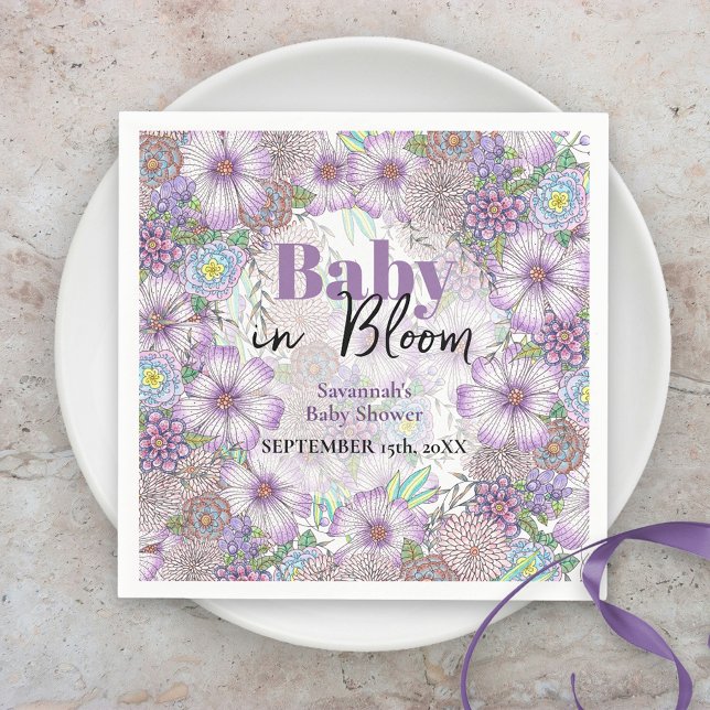 Elegant Purple Garden Flowers Baby in Bloom  Napkin (Creator Uploaded)