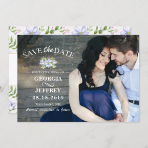 Elegant Purple Garden Wedding Save The Date Photo