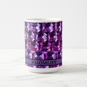 Elegant purple gemstones diamonds coffee mug