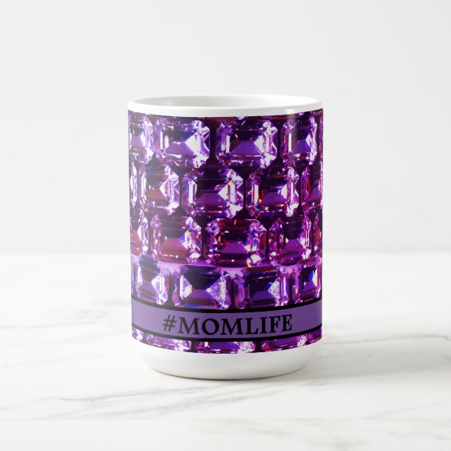 Elegant purple gemstones diamonds coffee mug (Center)