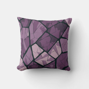 Elegant Purple Geometric Stained Glass Design Cushion