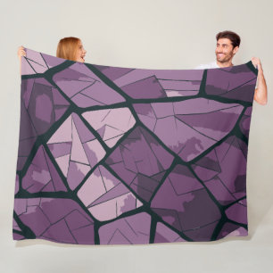 Elegant Purple Geometric Stained Glass Design Fleece Blanket