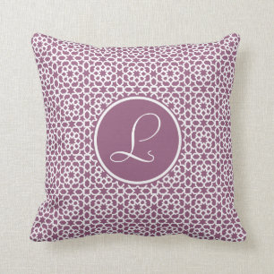 Elegant Purple Geometry Monogram Cushion