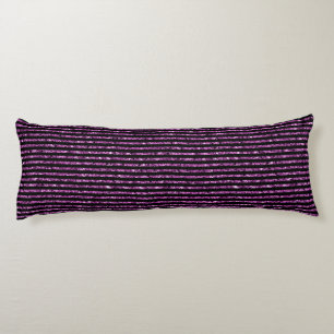 Elegant Purple Glitter Black Stripe Chic Pattern Body Cushion