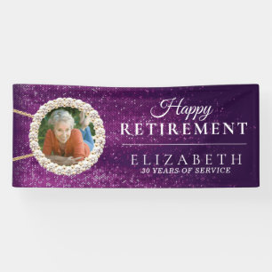 Elegant Purple Glitter Custom Retirement Party Banner