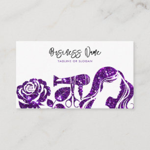 Elegant Purple Glitter Floral Hairdresser Appointment Card